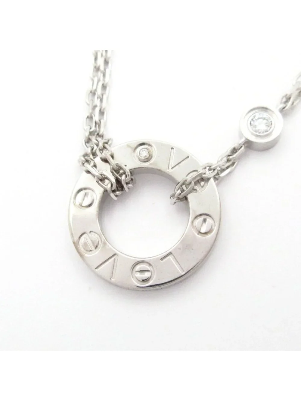Cartier Necklace Love Circle 18k White Gold Diamond